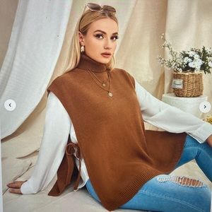 Plus Solid Burnt Orange High Neck Knot Top/Vest